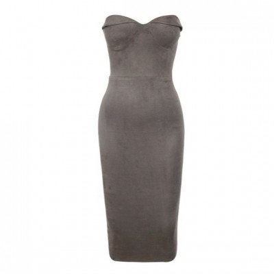 Robe sans bretelles en daim gris 'Anarosa'